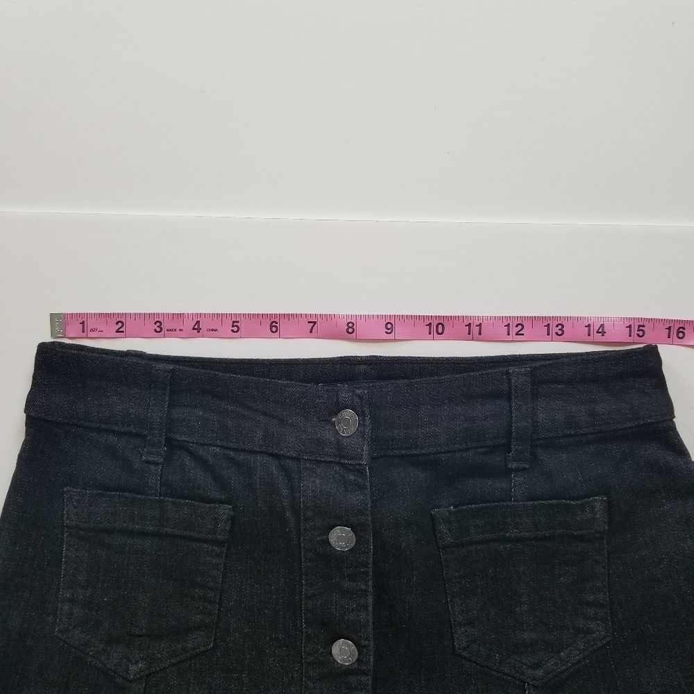 CHAPS Button Front Jean Skirt Black - Picture 7 of 8